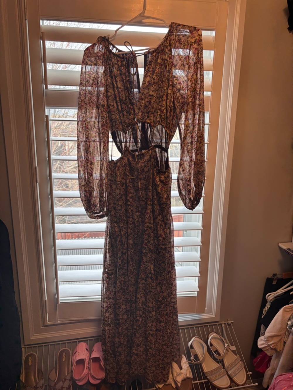 ASTR The Label Freya Floral Cutout Midrif Maxi Dress